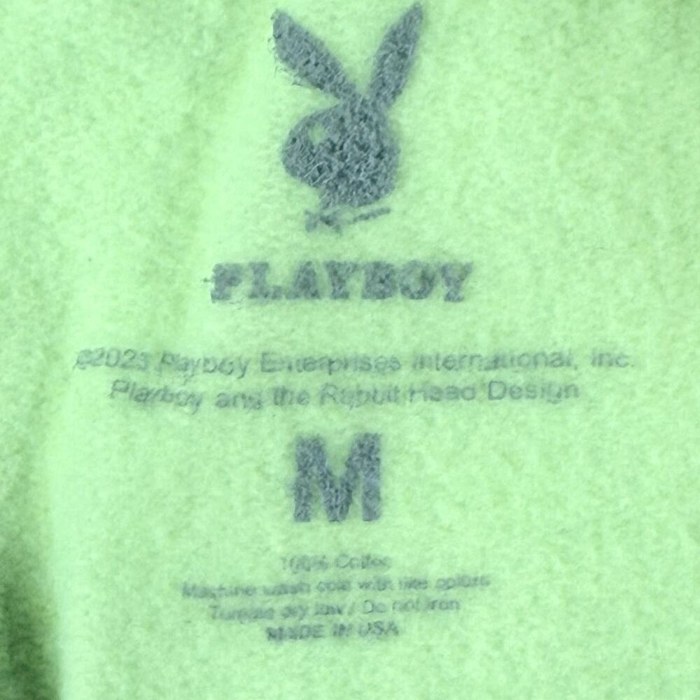 Playboy Neon Yellow Hoodie Sweatshirt Men’s Medium Embroidered Logo - Picture 5 of 5